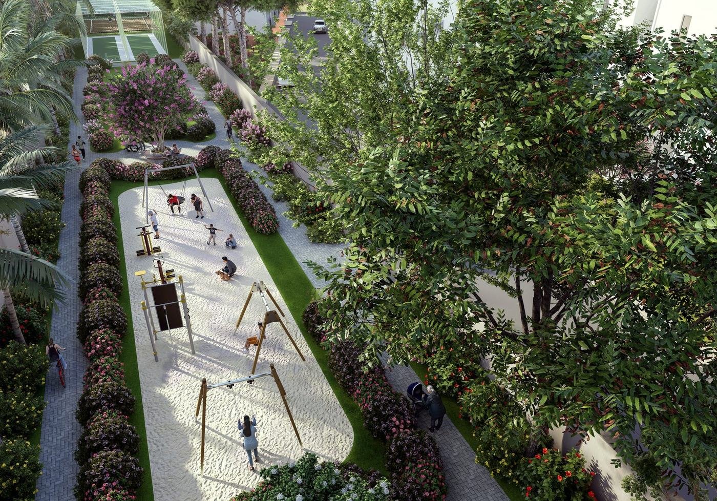 Landscaped parks and green spine